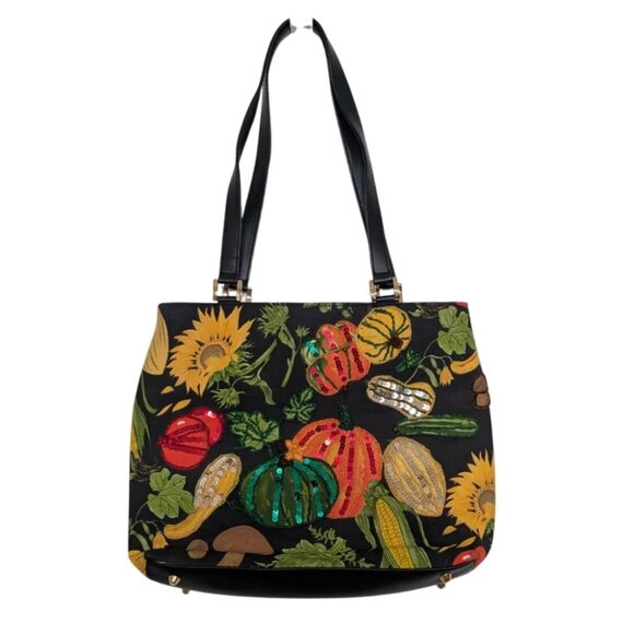Prezzo Autumn Harvest Handbag Black Beaded Sequin Pumpkin Sunflower Purse - Picture 1 of 13